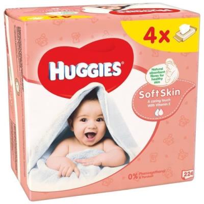 HUGGIES Nouvelles Lingettes Soft Skin 4 X 56 pour 15