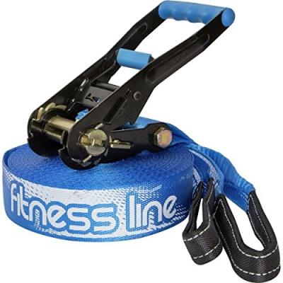 Slackline Industries Fitness Line Kit De Slackline Avec Protection Pour Arbres Et Dvd Bleu 15 Mm pour 94