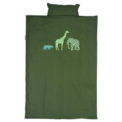 taftan - housse de couette et taie doreiller safari (100 x 135 cm) - vert / marron pour 82
