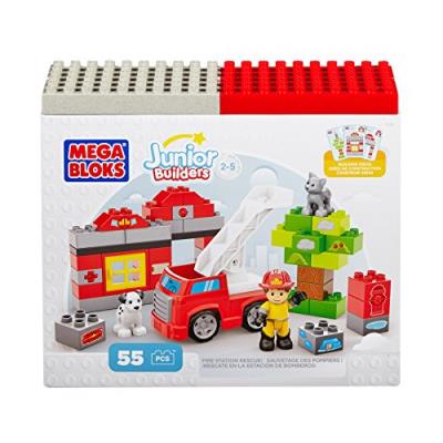 Mega bloks - 7153 - jeu de construction - junior builders - caserne des pompiers - 54 pices pour 50