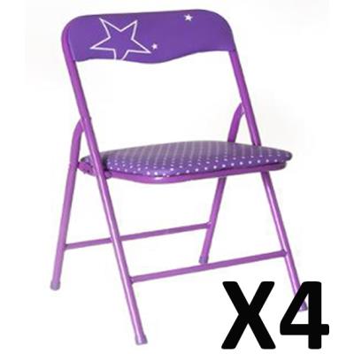 Lot de 4 Chaises Pliantes pour enfants Mtal Violet, L 33 x P 32 x H 54 cm -PEGANE- pour 58