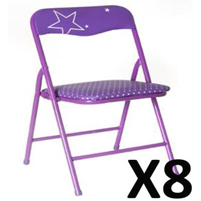 Lot de 8 Chaises Pliantes pour enfants Mtal Violet, L 33 x P 32 x H 54 cm -PEGANE- pour 114