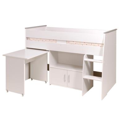 Lit combin + bureau et rangements en coloris Blanc, L 206 x P183 x H110 cm -PEGANE- pour 404