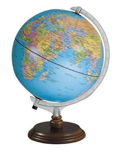 Globe terrestre lumineux 30cm base bois avec constellations pour 92
