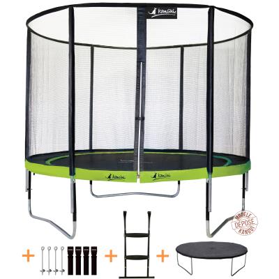 Kangui - Trampoline De Jardin Rond 305 Cm + Filet De Sécurité + Échelle + Bâche De Protection + Kit D´ancrage Punchi Aloe 300 pour 305