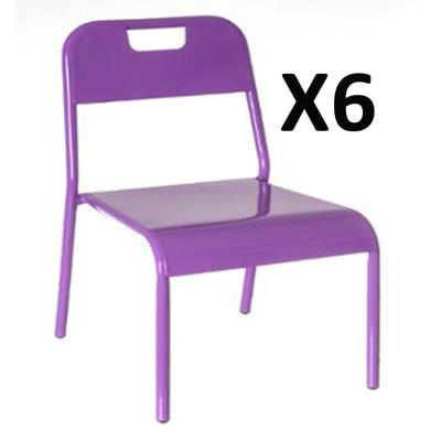 Lot de 6 Chaises mtal enfant Design Violet, L 39 x P 34 x H 56 cm -PEGANE- pour 164