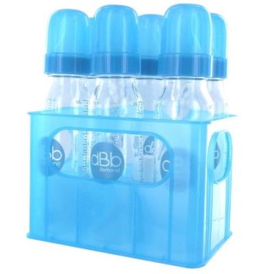 6 biberons 240ml en verre avec casier bleu pour 33