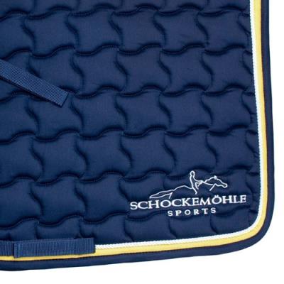 Schockemöhle 1600-00030 Champion Dl Tapis De Selle De Dressage Pour Chevaux Demi-sang Bleu Marine Jaune pour 64