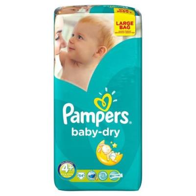 PAMPERS Baby Dry T4+ 9-20 kg Value+ x54 couches pour 45