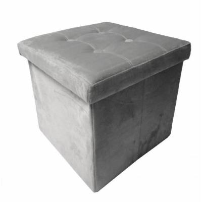 Pouf et rangement pliable gris 38 cm pour 26