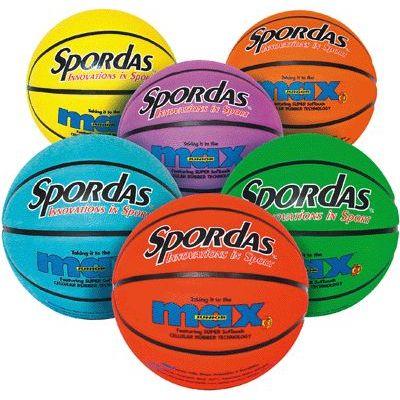 Spordas - Ballons Basket Ball Taille 5 22cm coloris assortis - Sachet de 6 pour 148