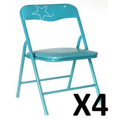 Lot de 4 Chaises Pliantes pour enfants Mtal Lagon, L 33 x P 32 x H 54 cm -PEGANE- pour 58