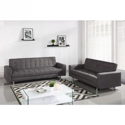 Luxury ensemble canaps droits convertibles 3 et 2 places - 220x82x80 cm et 187x82x80 cm - tissu gris pour 615