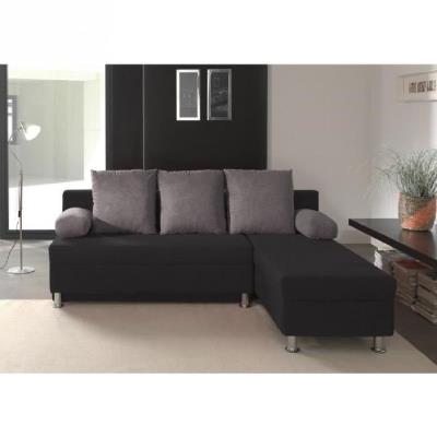 Malibu canap dangle rversible convertible 4 places - 201x149x90 cm - en microfibre - noir et gris pour 331