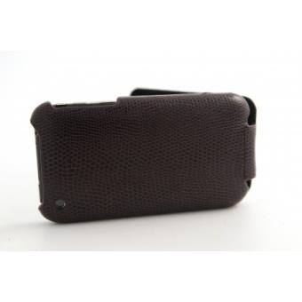 Etui Rabattable Marron Simili Croco Pour Apple Iphone 3G / 3Gs