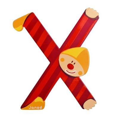 Lettre dcorative clown en bois - X pour 4