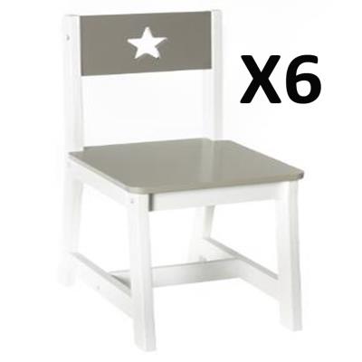 Lot de 6 Chaises pour enfants en bois taupe et blanche, L 28 x P 37 x H 56 cm -PEGANE- pour 126