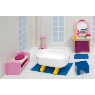Maison de poupes : mobilier pour chteau rose goki : salle de bain goki pour 17