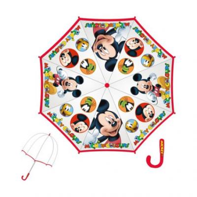 Parapluie transparent mickey ouverture manuelle rouge pour 17