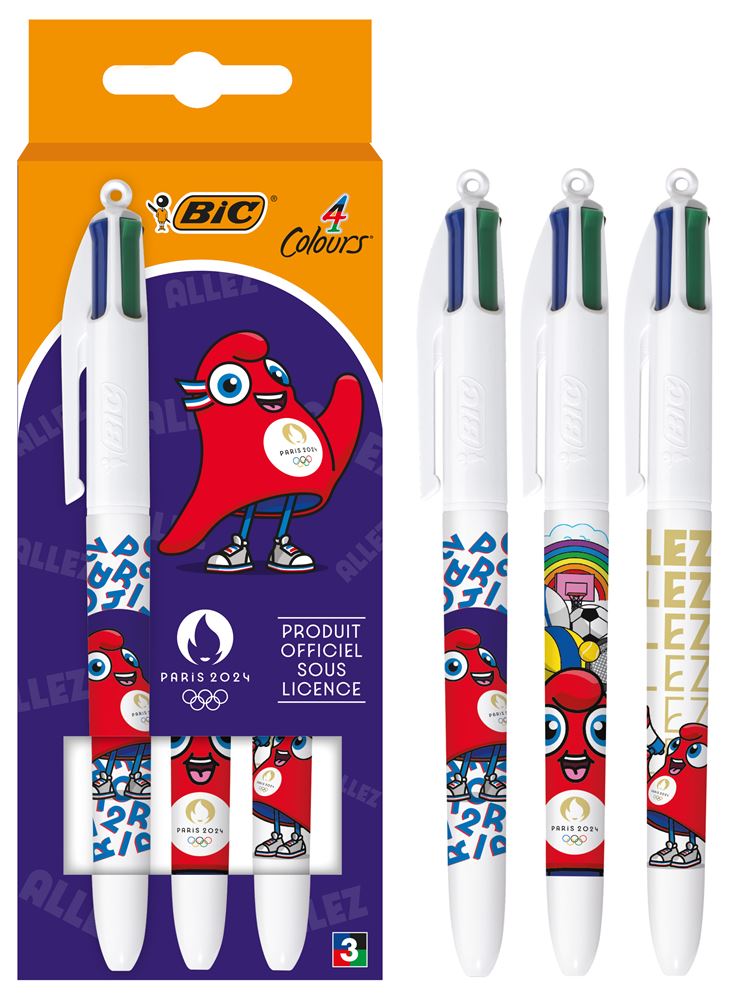 Coffret de 3 stylos à bille BIC 4 couleurs Jeux Olympiques 2024 Modèle