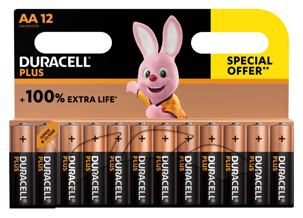 Pack De 12 Piles Alcalines AA Duracell Plus 1 5V LR06 Noir Piles