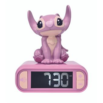 Réveil veilleuse Lexibook Angel Disney Stitch 3 en 1 Rose Montre et