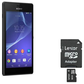 Smartphone Sony Xperia M2, 8 Go, Noir + Carte m&eacute;moire Lexar Mobile