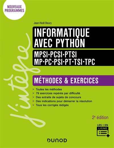 Informatique Avec Python M Thodes Et Exercices Mpsi Pcsi Ptsi Mp Pc