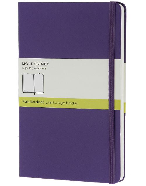 Carnet Moleskine Grand format 13 x 21 cm Pages blanches Couverture rigide Violet pour 15