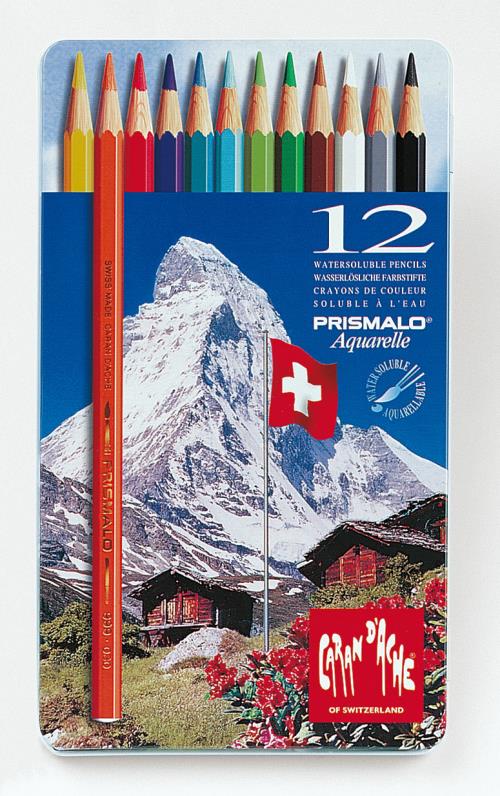 Bote mtal de 12 crayons Caran dAche Prismalo aquarellables pour 24
