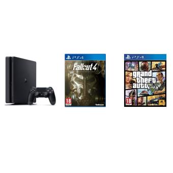 Console Sony PS4 Slim 500 Go + Fallout 4 PS4 + GTA 5 PS4 Console de