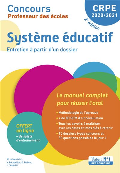 Concours Professeur des écoles CRPE Système éducatif Le manuel