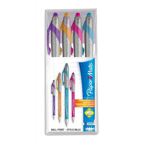 Set de 4 stylo  bille Papermate Flexgrip Elite pour 6