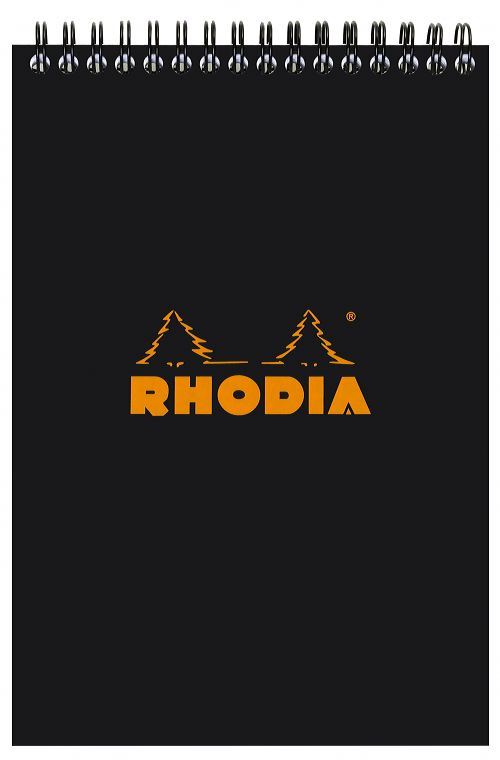 Bloc Notes spiral Rhodia N16SP Q5, 80 feuilles petits Carreaux, Noir pour 3