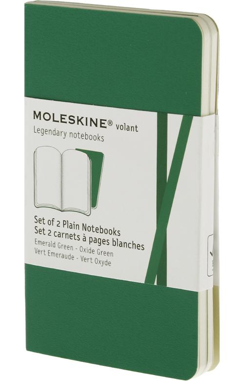 Carnet Moleskine Volant lot de 2 carnets Trs petit format 6,5 x 10,5 cm cm Pages blanches Couverture souple Vert et meraude pour 6