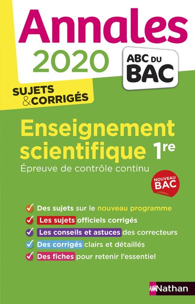 Annales BAC 2020 Enseignement Scientifique 1re Epreuve de contrôle