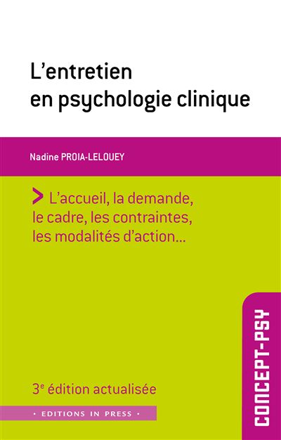 L Entretien En Psychologie Clinique Me Dition R Actualis E Poche