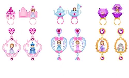 Set Bague et Boucle doreilles avec mini Figurines Princesse Sofia pour 19