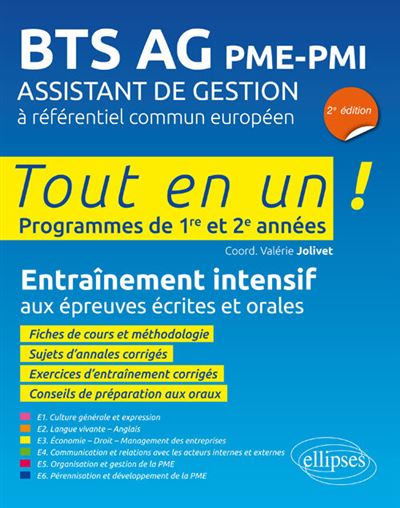 BTS AG PME PMI Assistant de gestion à référentiel européen 2e édition