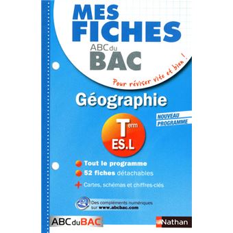 Mes fiches abc bac geographie term es l broché Collectif Achat