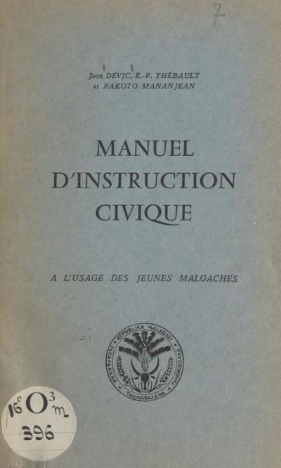 Manuel D Instruction Civique L Usage Des Jeunes Malgaches Ebook