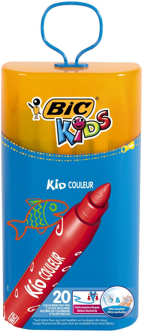 tui rutilisable rigide de 20 feutres de coloriage Bic Kids pour 8