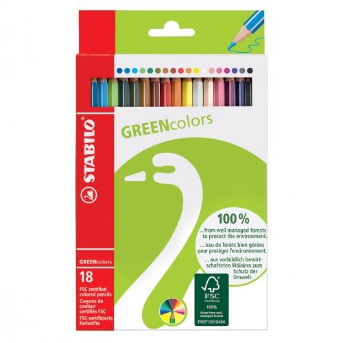 Etui de 18 Crayons de couleur Stabilo Greencolor pour 5