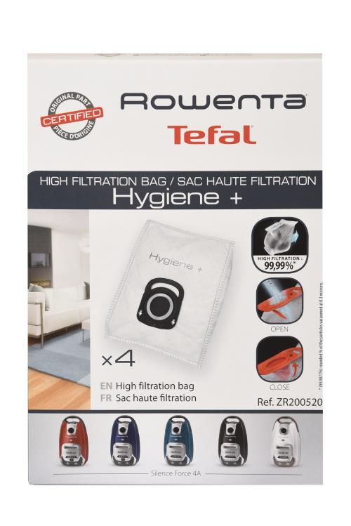 Pack de 4 sacs Rowenta ZR200520 Hygine + pour aspirateur Silence Force pour 9