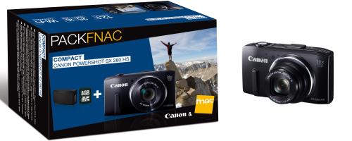 Pack Fnac Compact Canon SX280HS Noir + Carte mémoire SDHC 8 Go + Etui