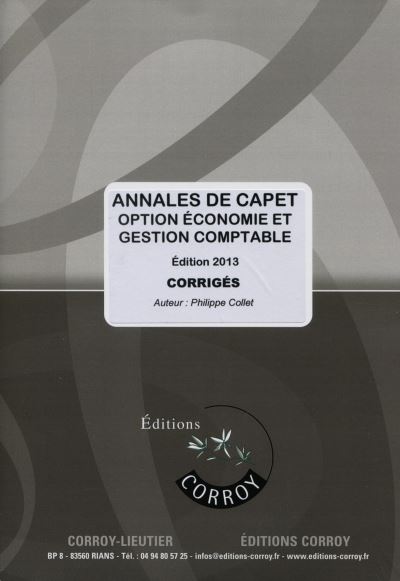 Annales De Capet Corrig Option Conomie Et Gestion Comptable