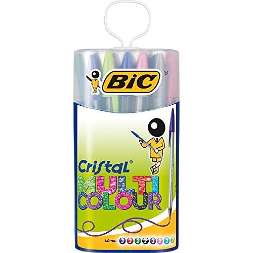 Pack de 18 stylos  bille Bic Cristal Multicolour pour 12