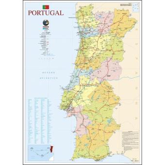 Mapa De Portugal Escolar Grande Faces Plastificado De Parede