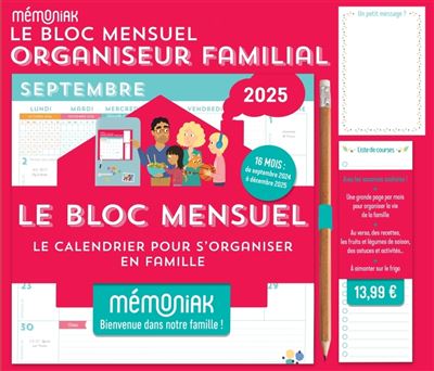 Le Bloc Mensuel Organiseur Familial M Moniak Calendrier Sept