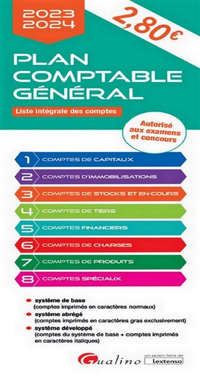 Plan Comptable G N Ral Liste Int Grale Des Comptes